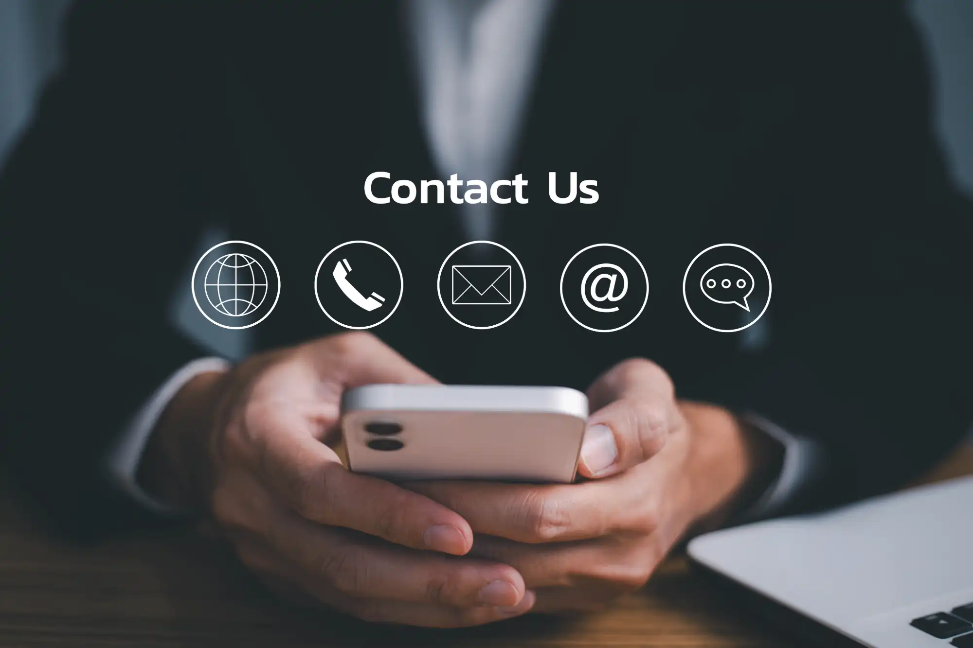 Person looking at contact form on phone